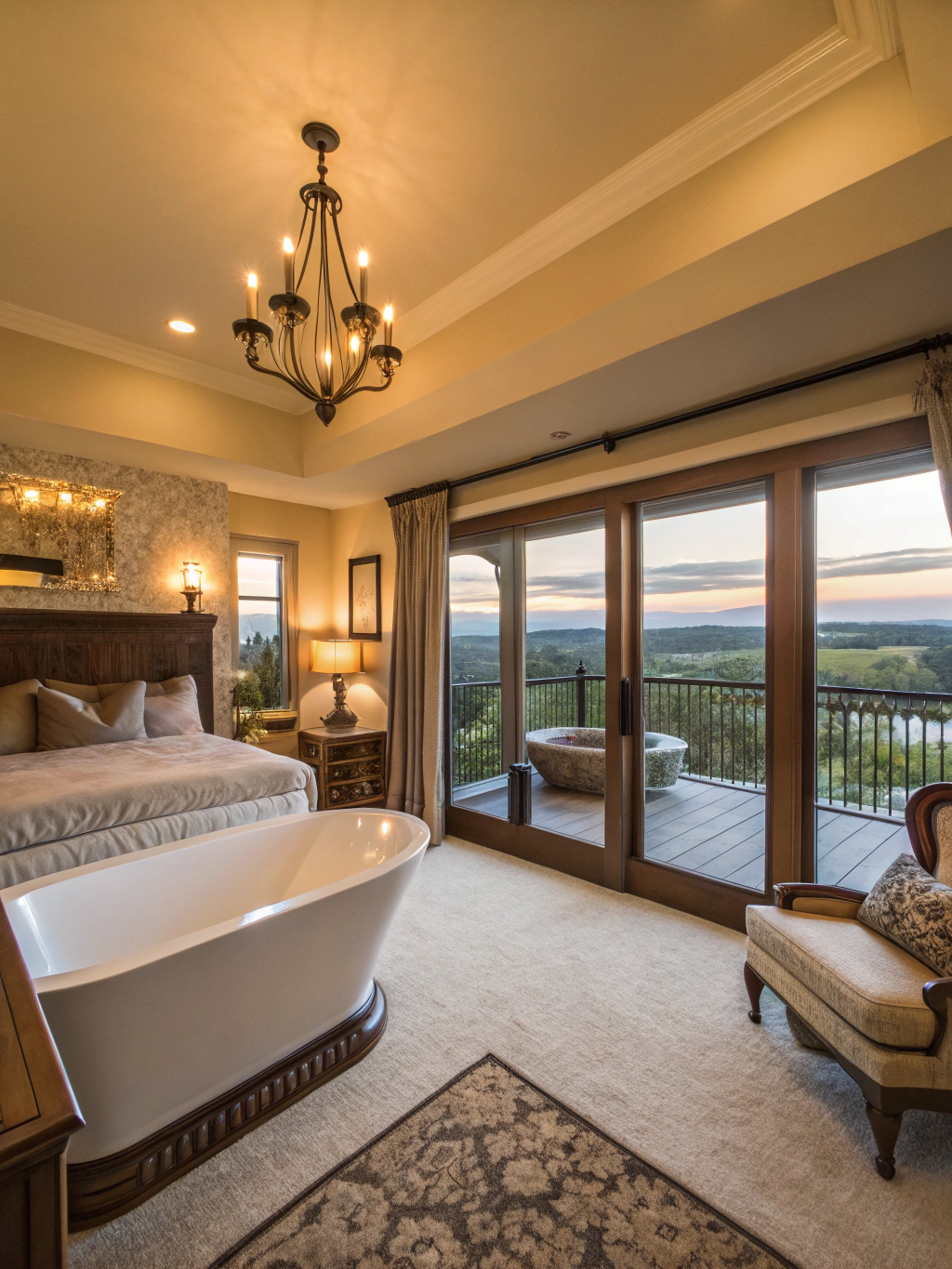 Finished luxury master suite addition with vaulted ceiling and hardwood floors