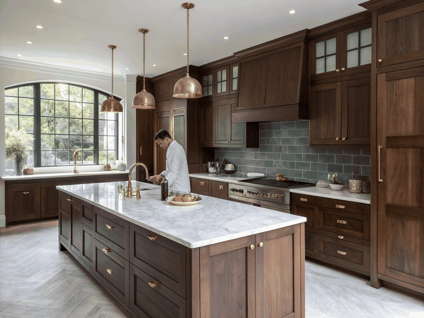 Detailed kitchen cabinetry and custom island installation during renovation