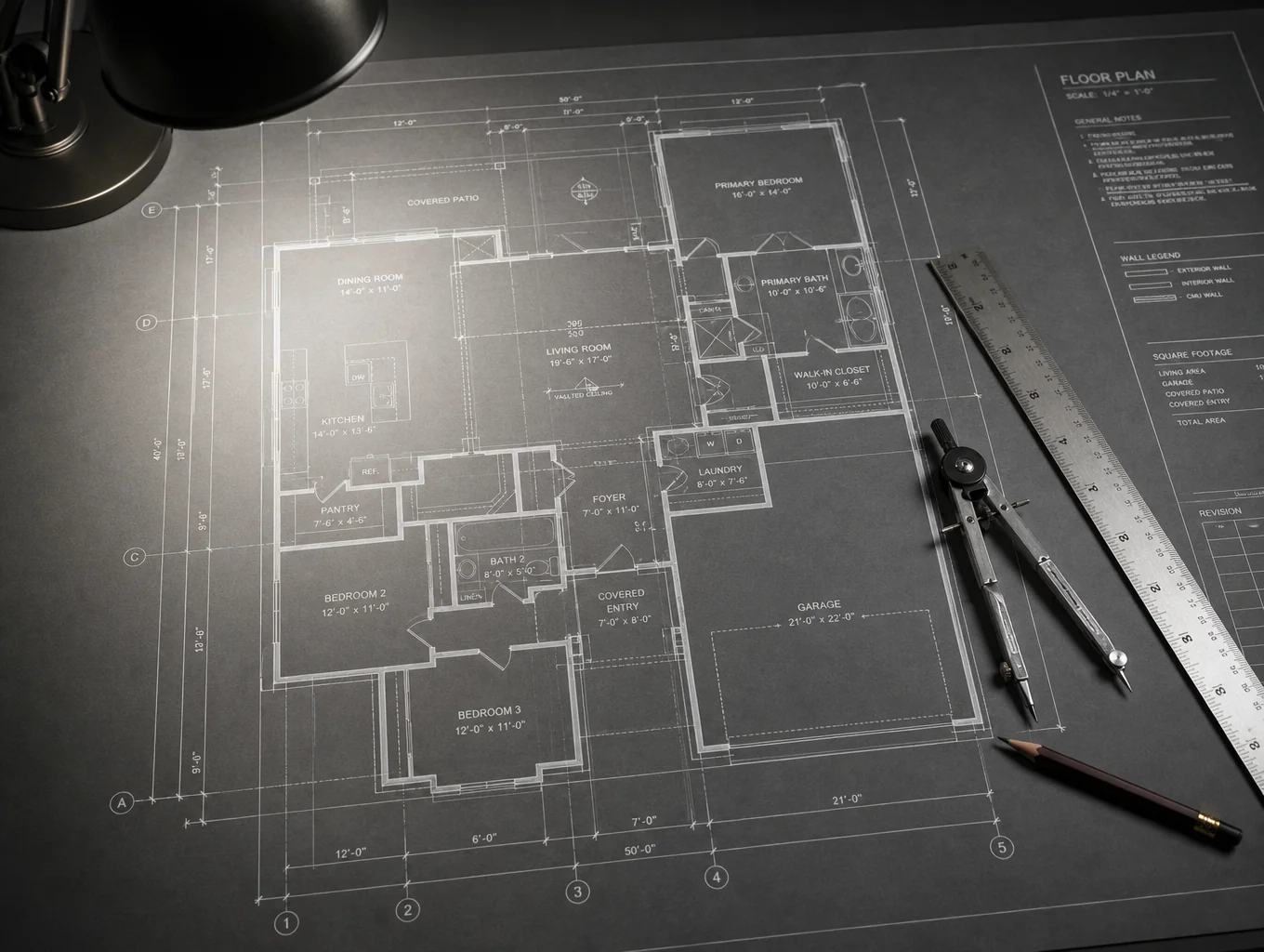 Detailed architectural blueprints and material swatches for a Brookhaven home renovation