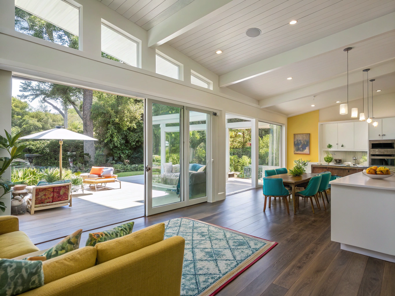 Open concept Brookhaven home renovation highlighting wide plank hardwood flooring and cohesive interior design