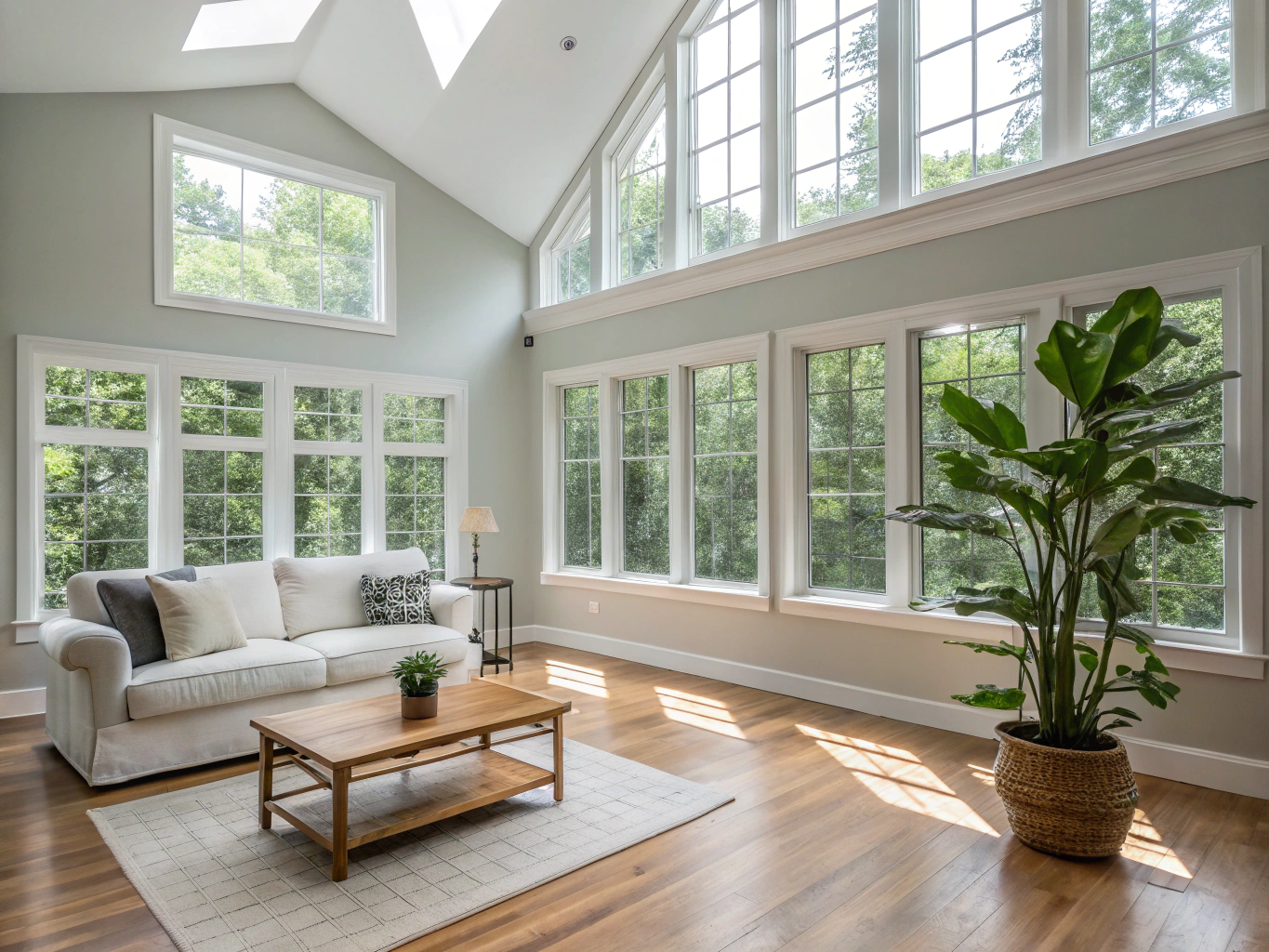 Open-concept residential living and dining area after renovation